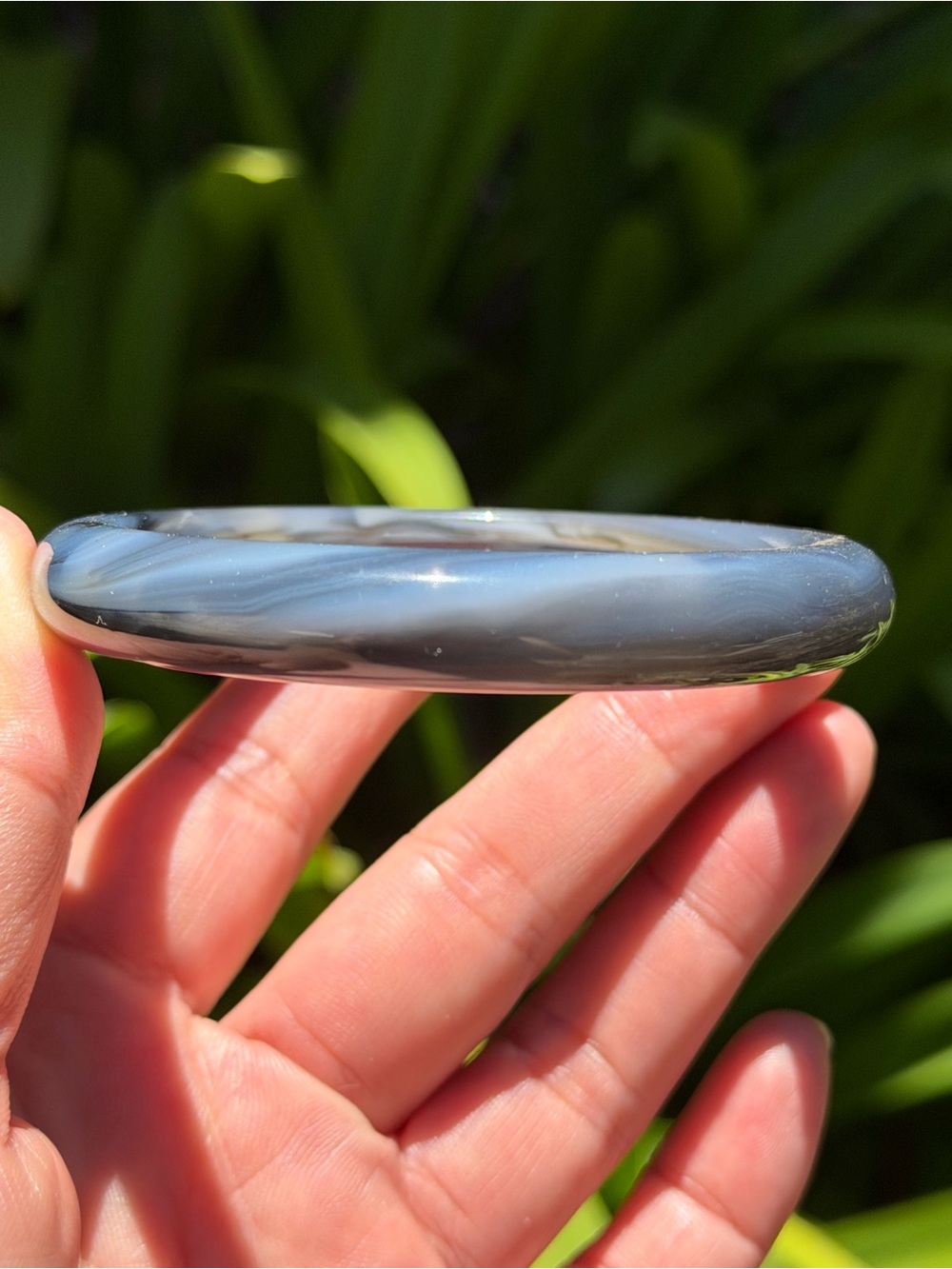 62.5mm Inner Diameter Gray Swirled Agate Bangle 1943